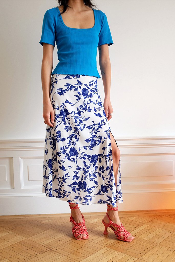 Slit Skirt - Pottery Floral