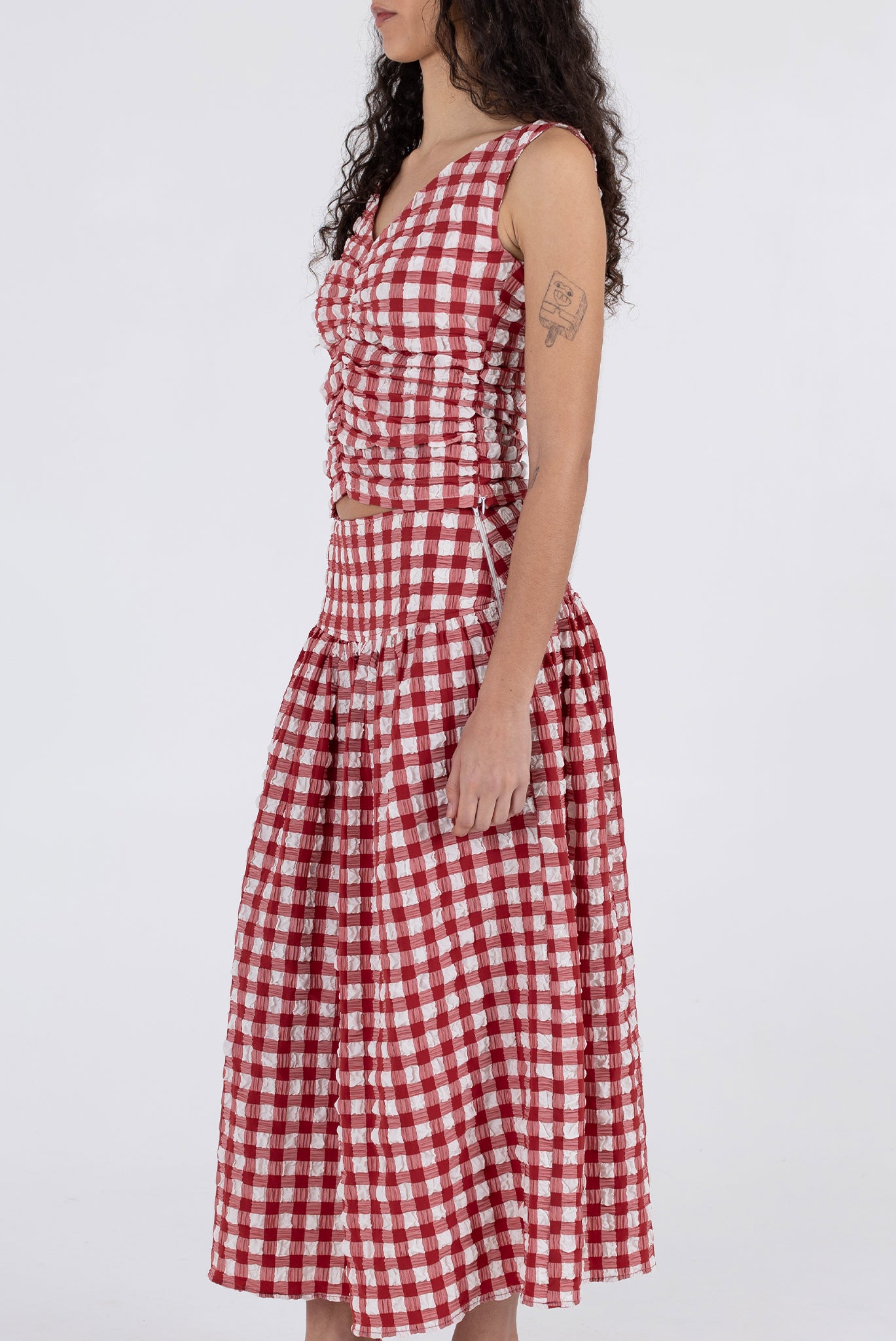 Isabella Top - Lipstick Check 11 Isabella Top - Lipstick Check