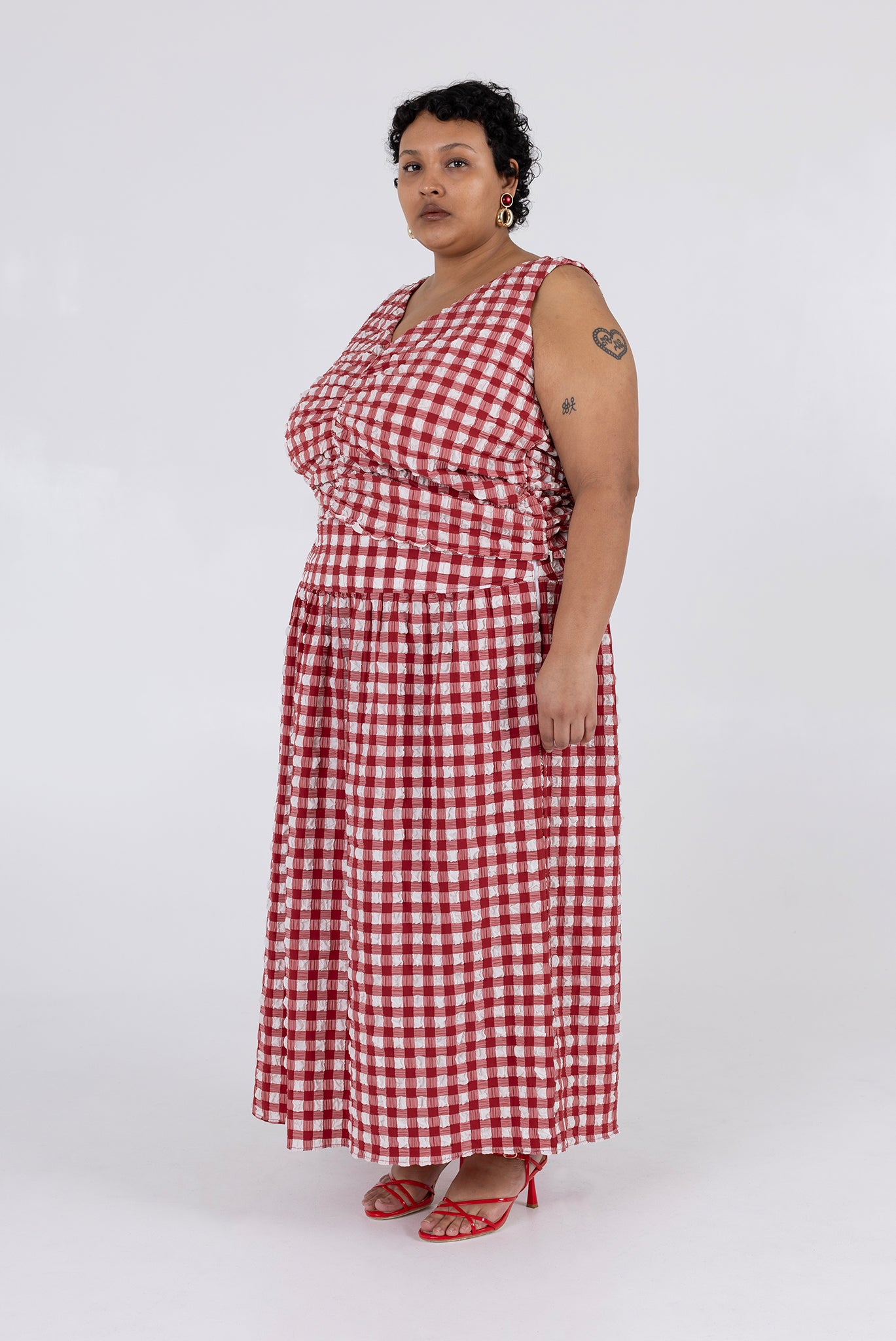 Isabella Top - Lipstick Check 15 Isabella Top - Lipstick Check