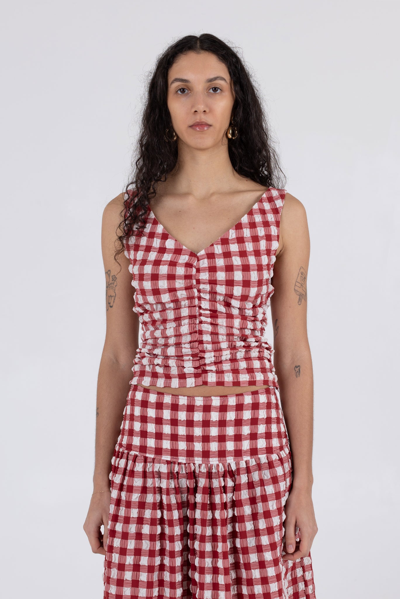 Isabella Top - Lipstick Check 3 Isabella Top - Lipstick Check