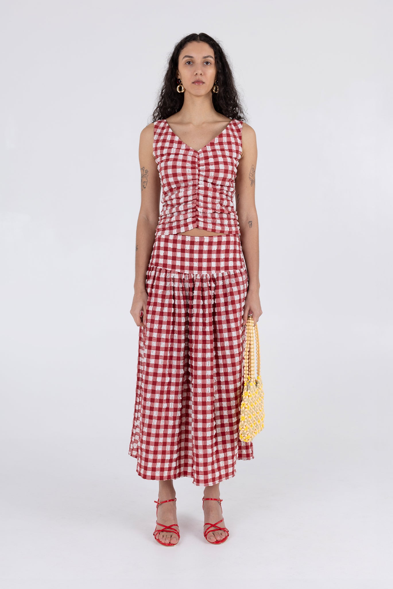 Isabella Top - Lipstick Check 5 Isabella Top - Lipstick Check