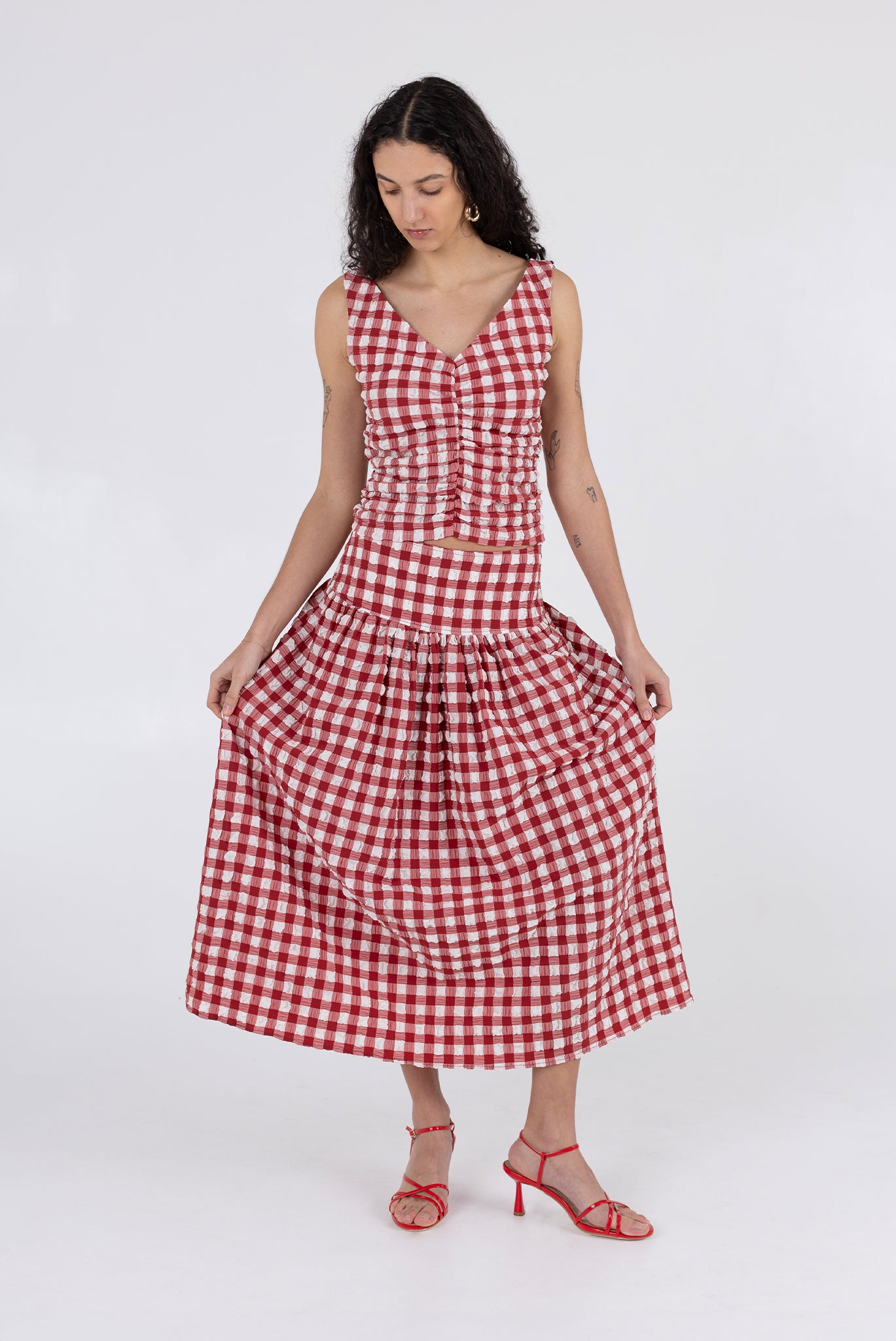 Isabella Top - Lipstick Check 9 Isabella Top - Lipstick Check