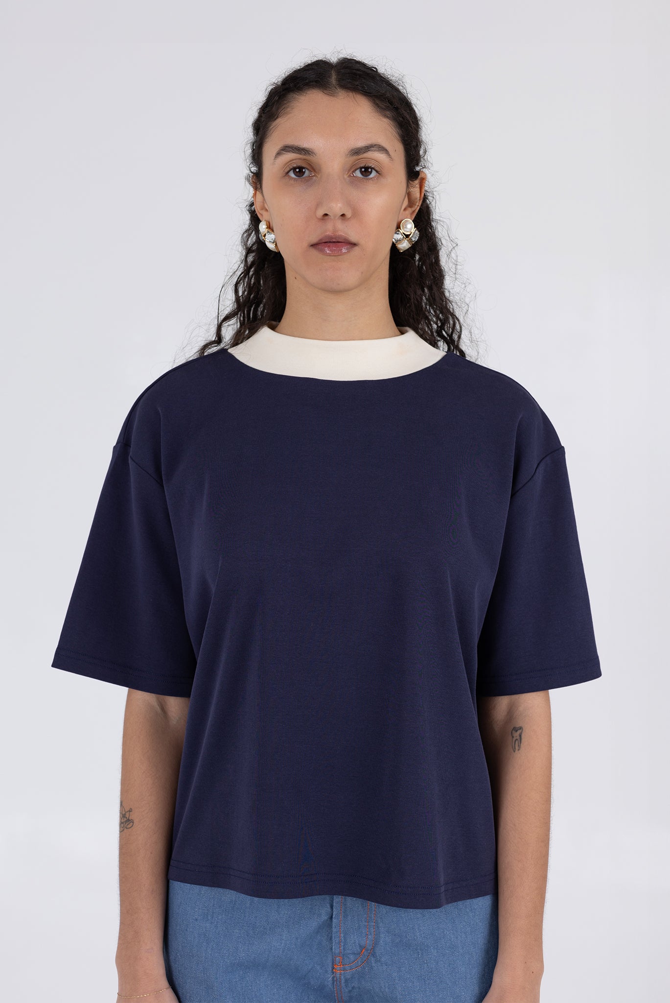 Condor Tee - Cream/Navy 3 Condor Tee - Cream/Navy