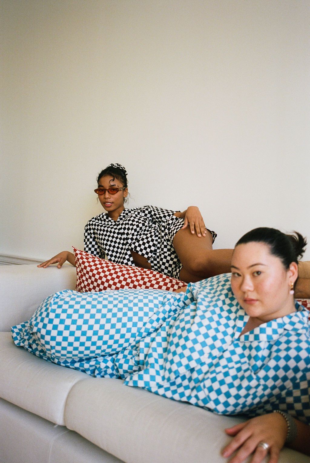 Long Lounge TOP ONLY - Aqua Check
