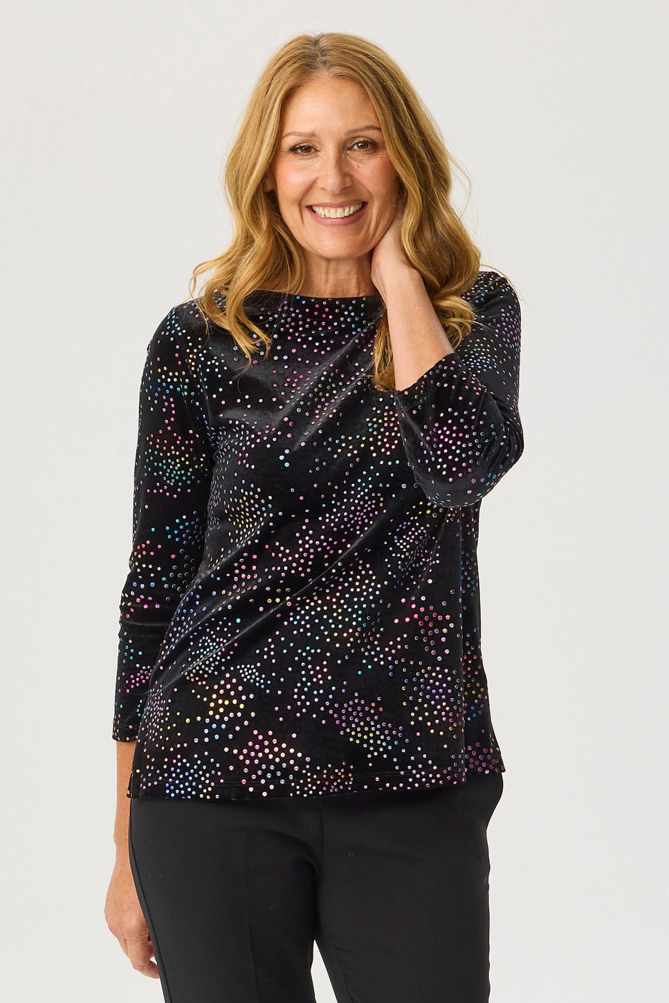 RAZZLE BOAT NECK 3/4 SLV TOP