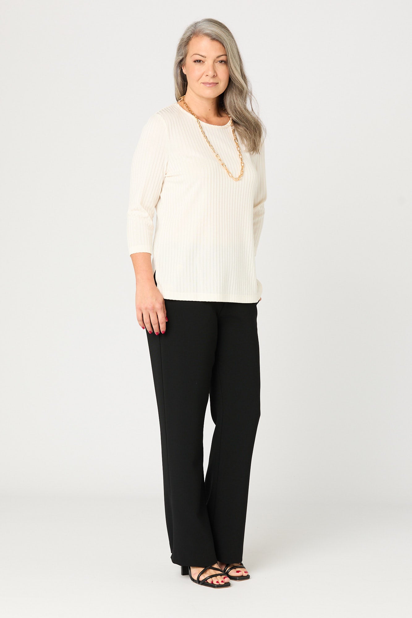 GIBNEY RIB 3/4 SLEEVE TOP 3 GIBNEY RIB 3/4 SLEEVE TOP