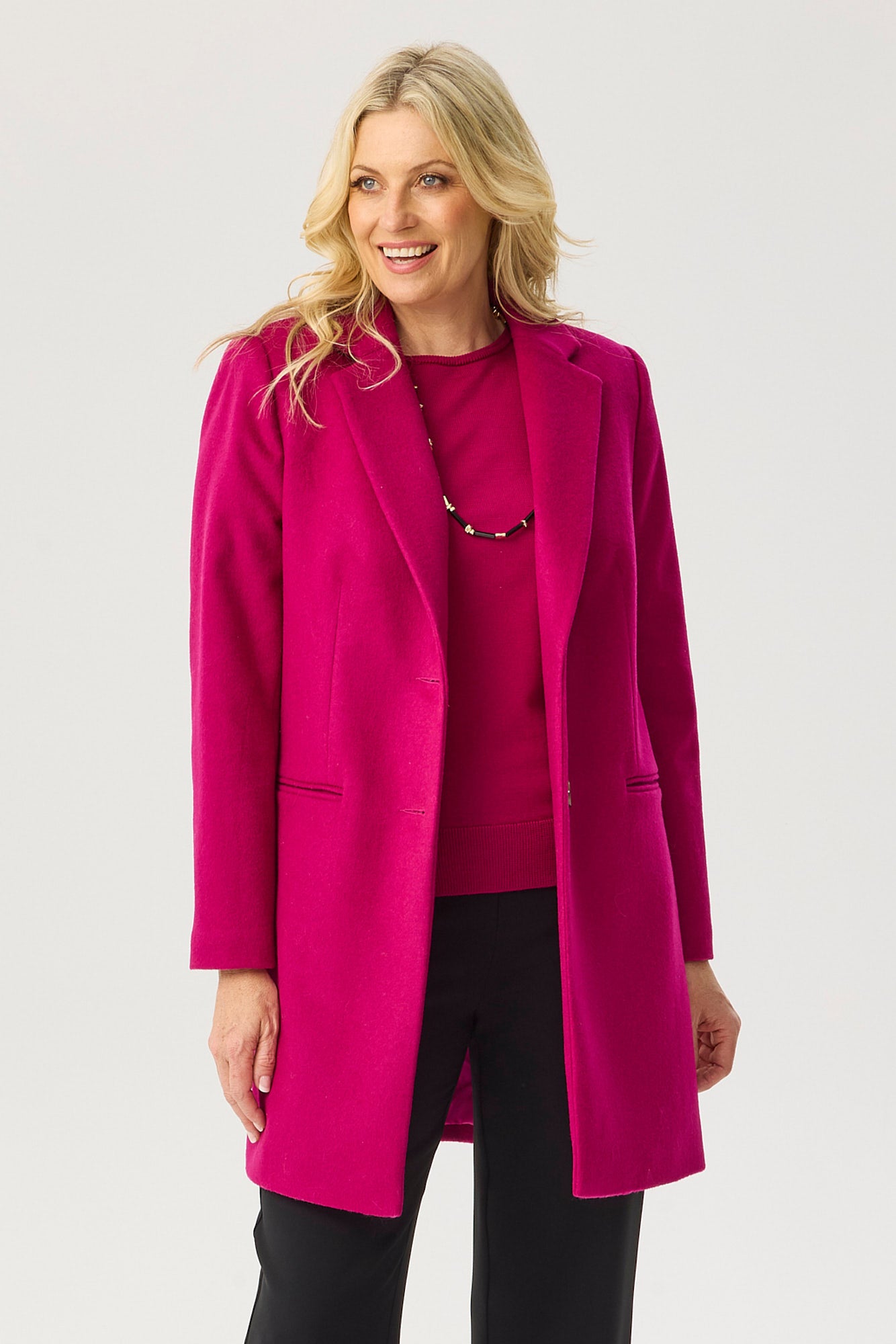 ZARINA MID LENGTH REVERE COAT