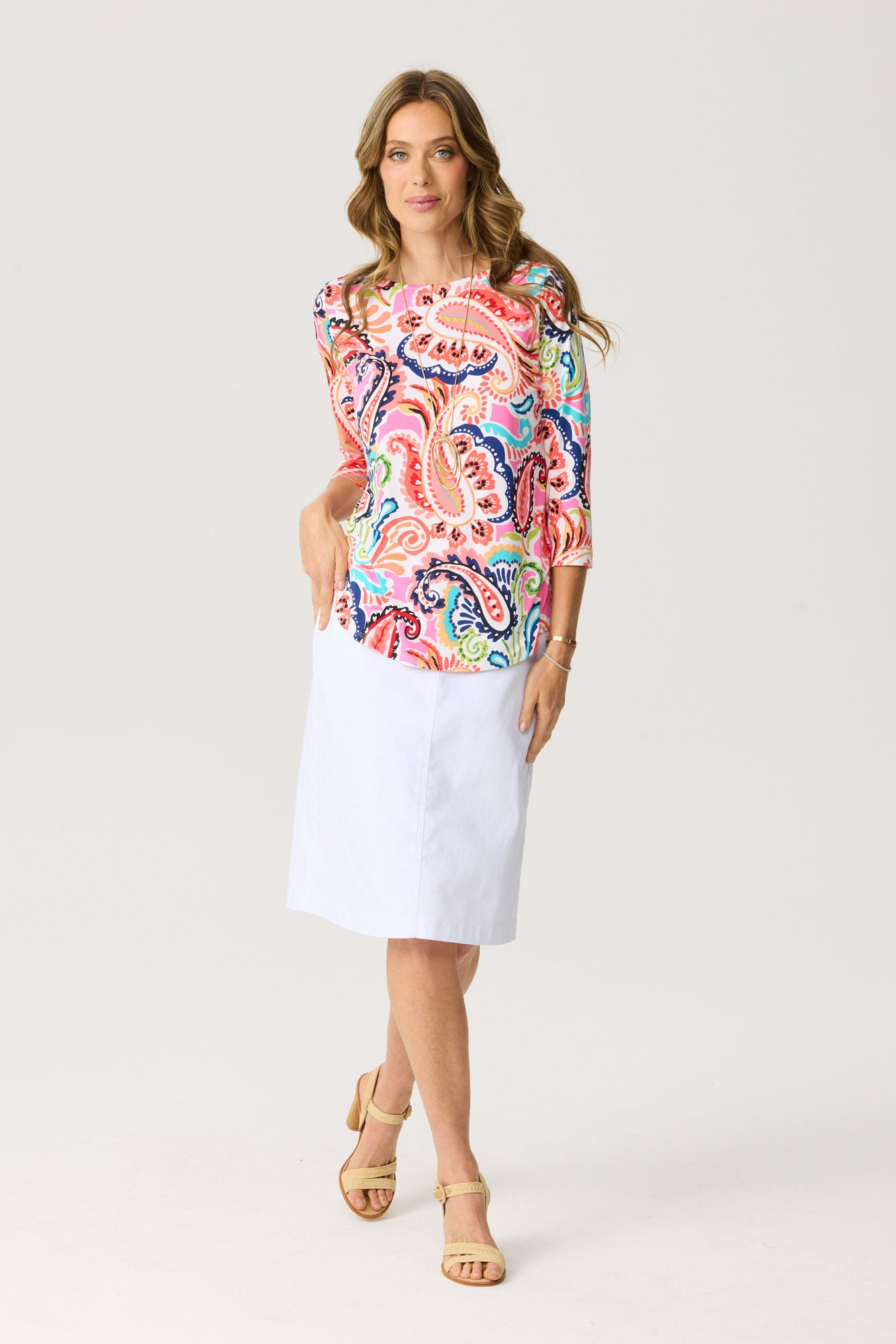 LUNA BOATNECK 3/4 SLV TEE 3 LUNA BOATNECK 3/4 SLV TEE