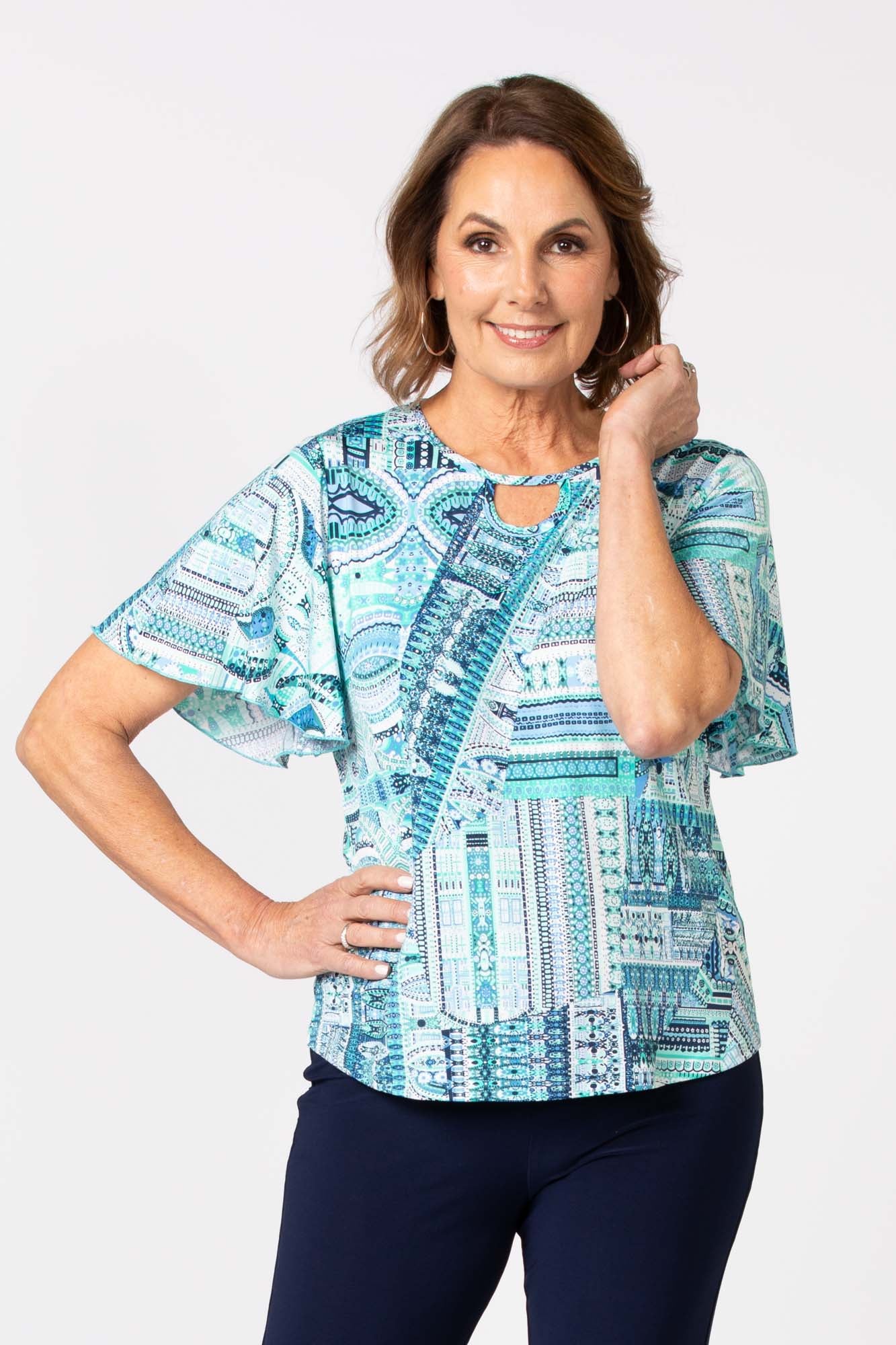 ARAMINTA FLUTTER SLEEVE TOP