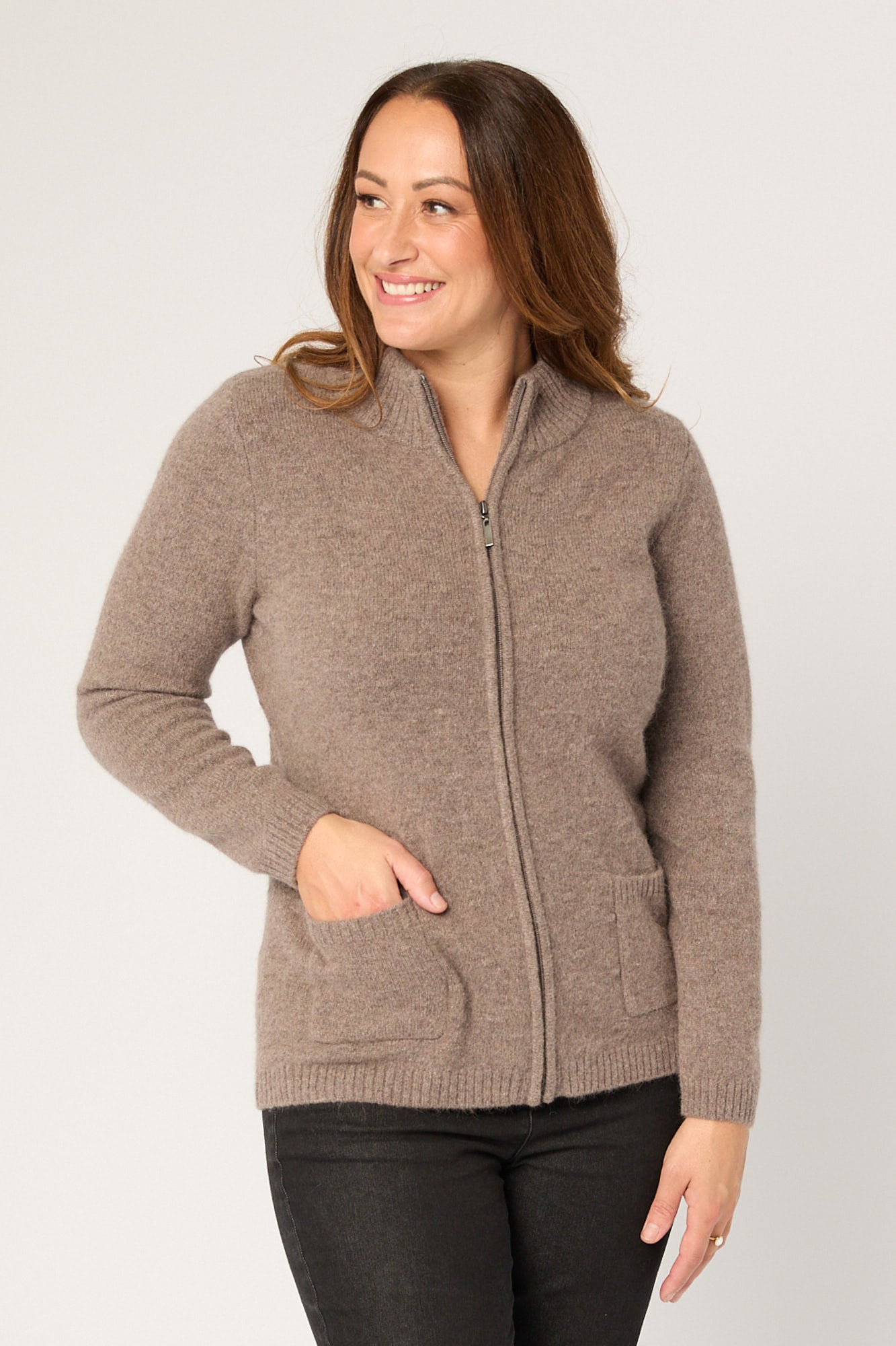 RAY ZIP UP BOBBLE CARDIGAN