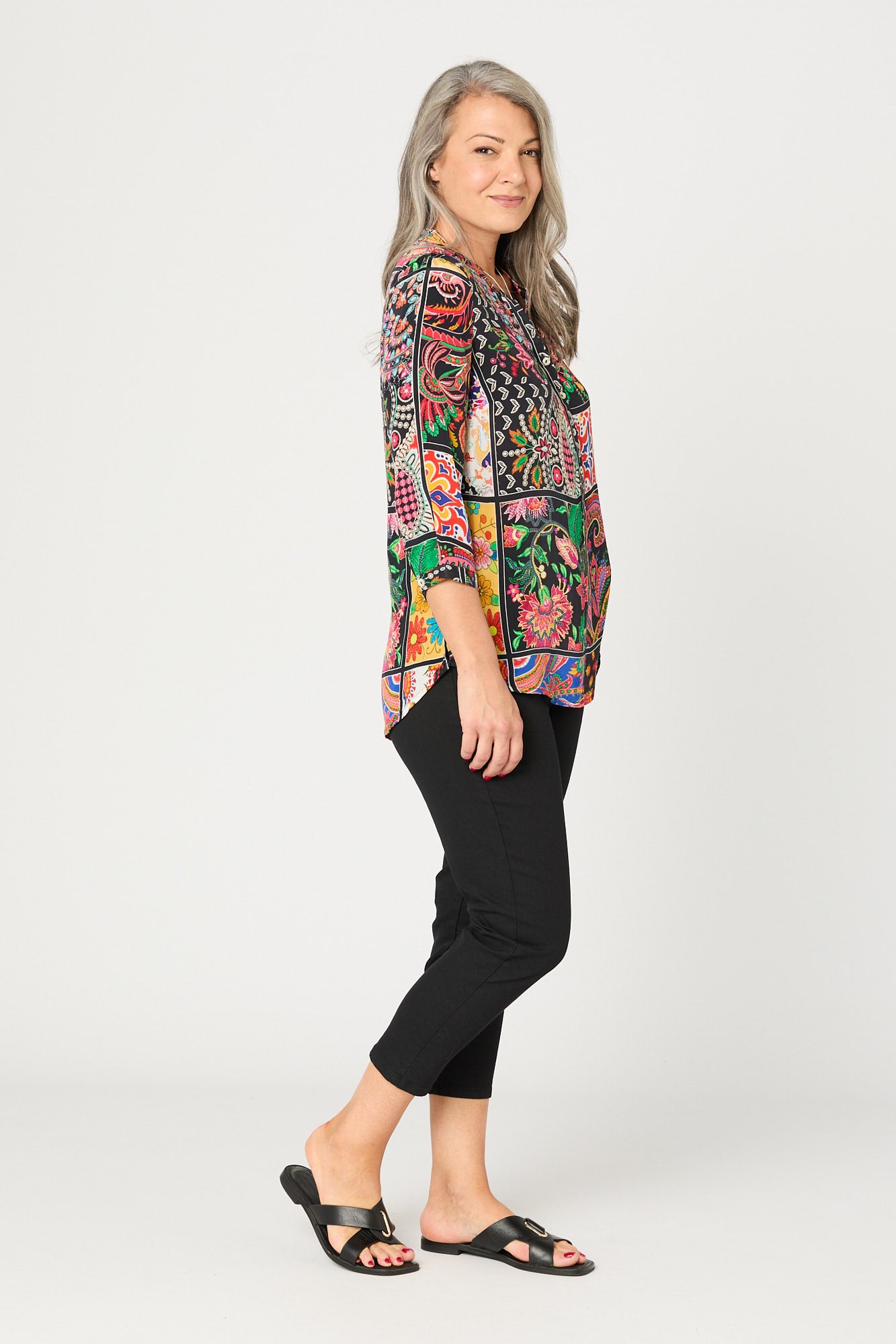 TIGGY 3/4 SLV POPOVER TUNIC TOP 3 TIGGY 3/4 SLV POPOVER TUNIC TOP