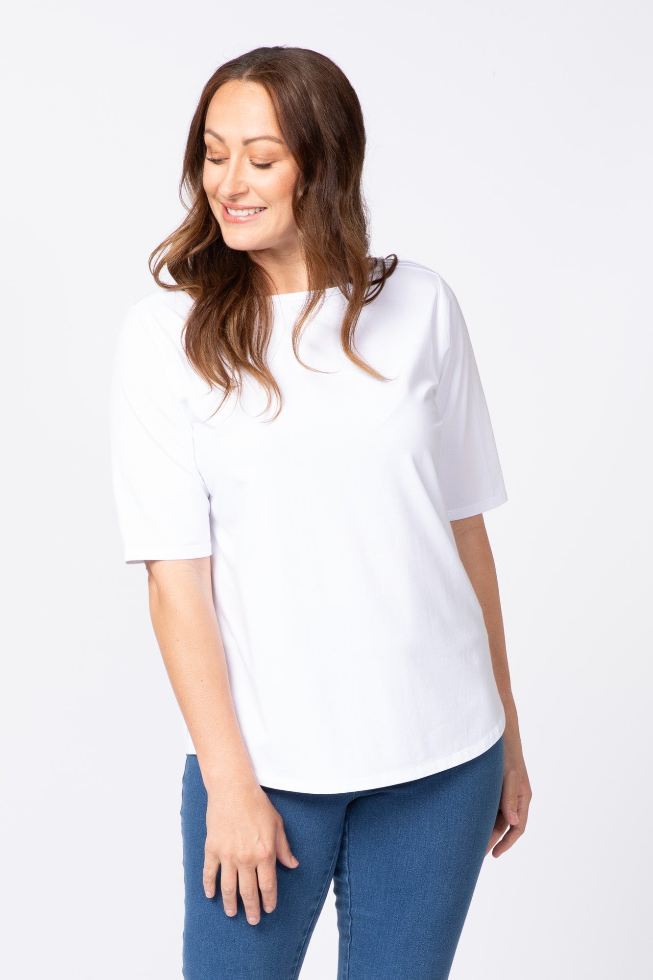RECREATION BOAT NECK ELBOW SLV TOP 4 RECREATION BOAT NECK ELBOW SLV TOP