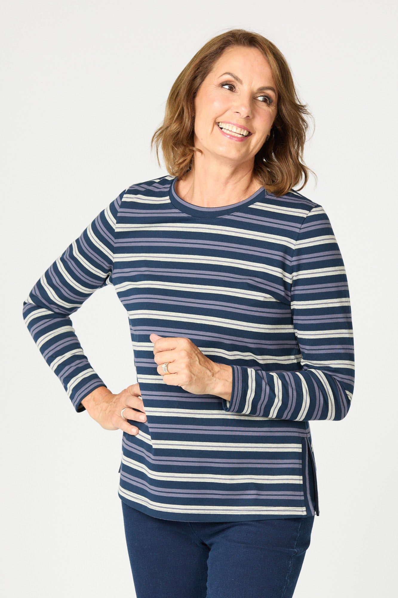 EXPO STRIPE L/SLV TOP
