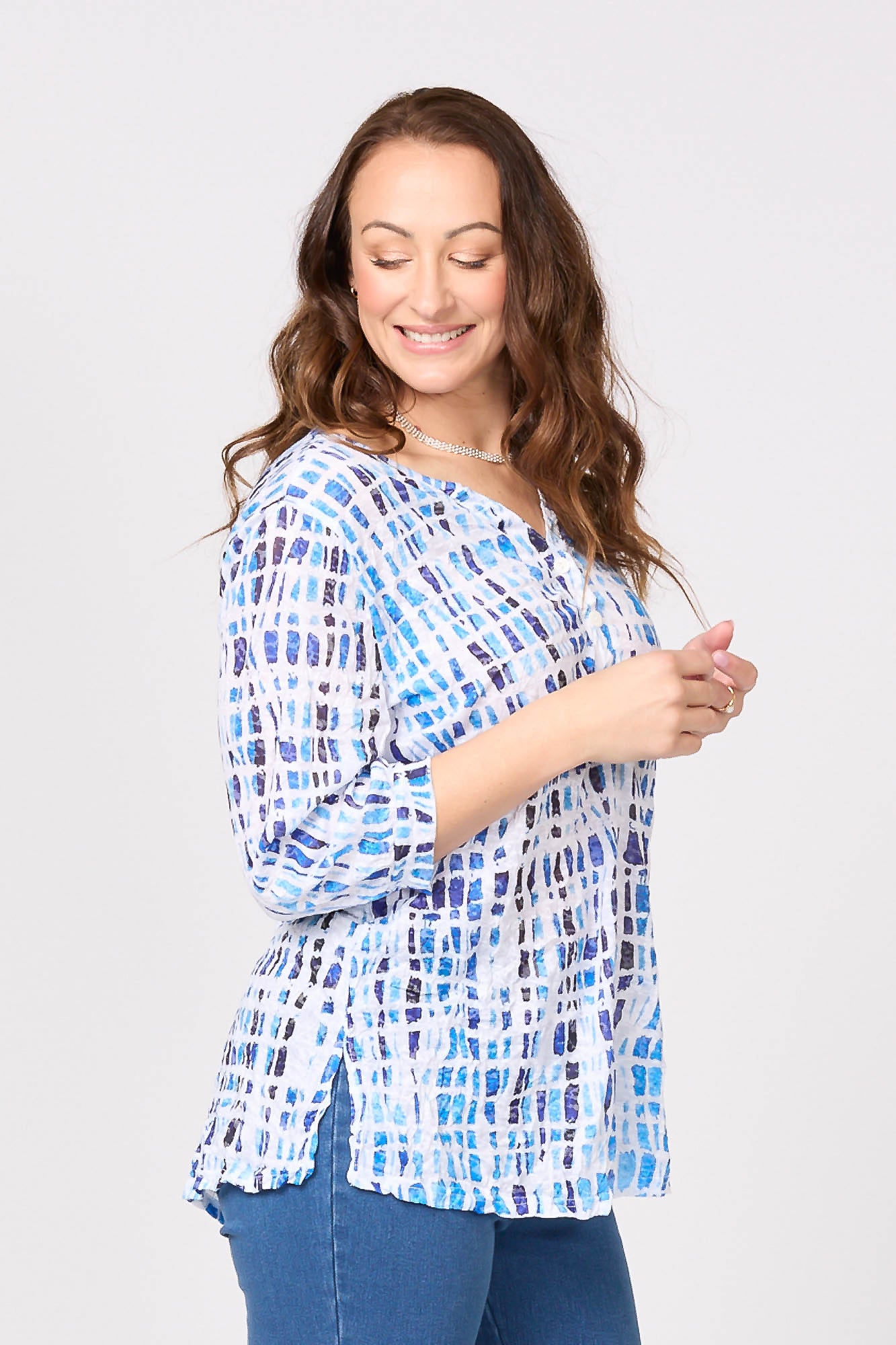 JAMIE CRUSH PRINT 3/4 SL BTN TOP 4 JAMIE CRUSH PRINT 3/4 SL BTN TOP