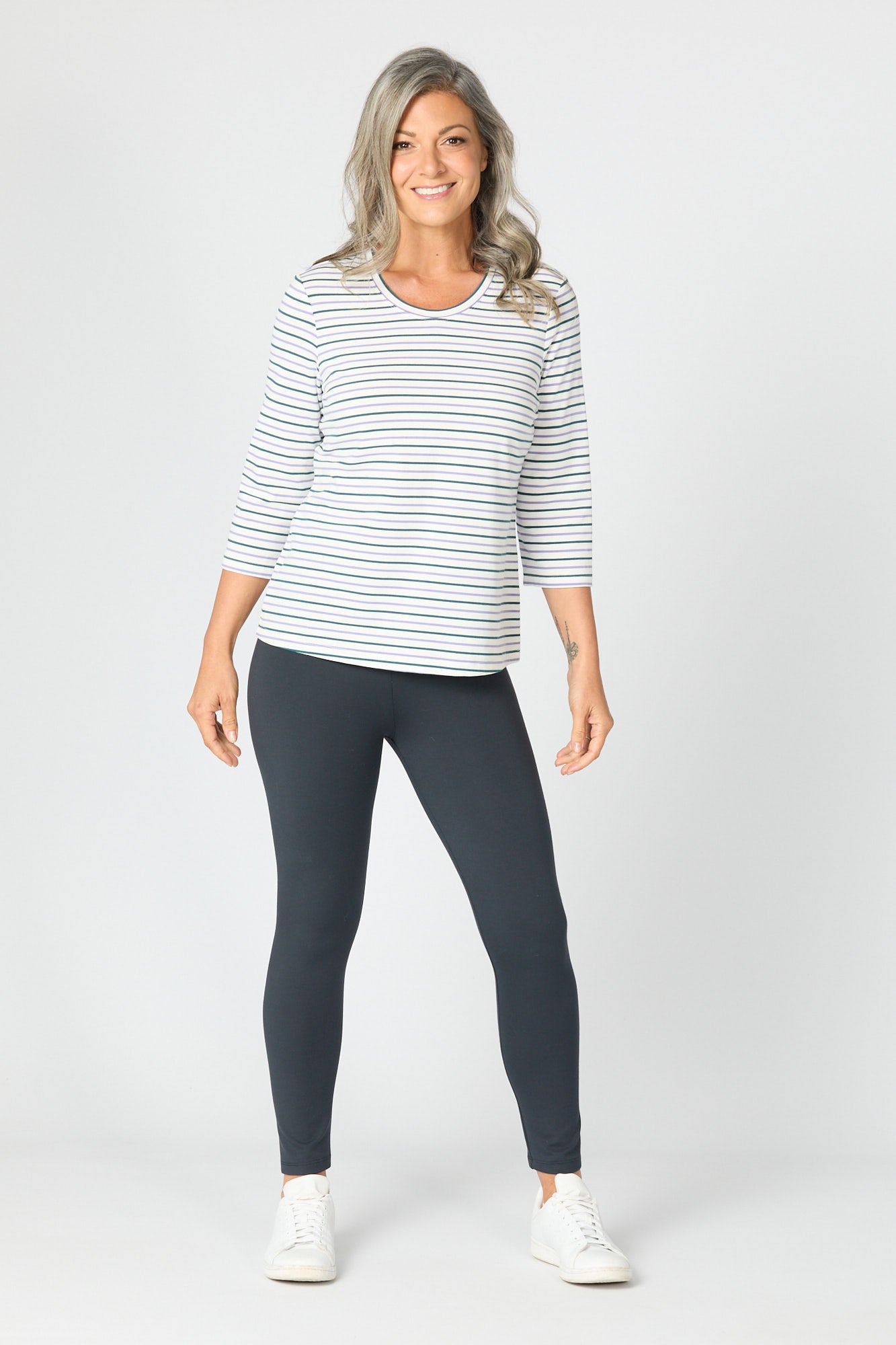 JILLY STRIPE 3/4 SLV TOP 3 JILLY STRIPE 3/4 SLV TOP