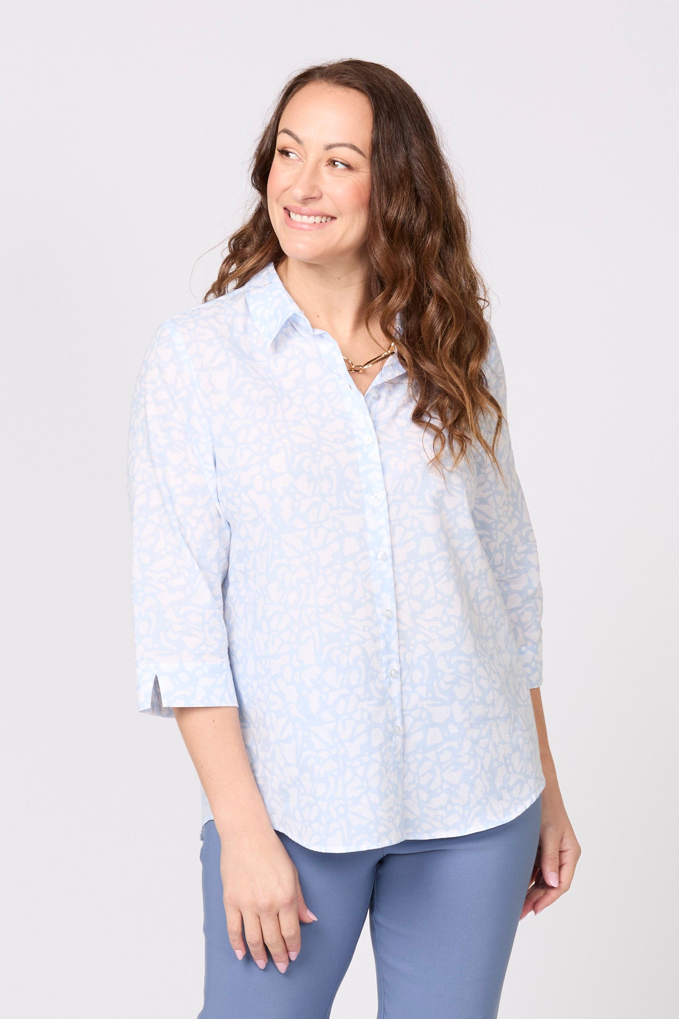 NINA 3/4 SLV PRINT SHIRT