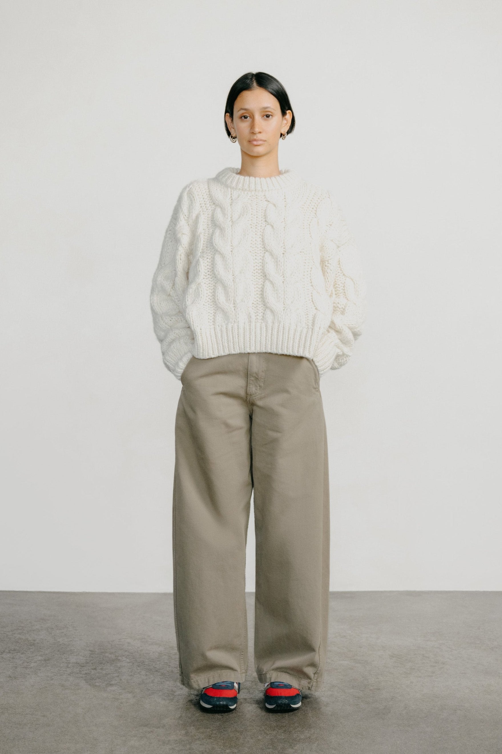 Wide Leg Chino, Organic Twill, Olive Khaki