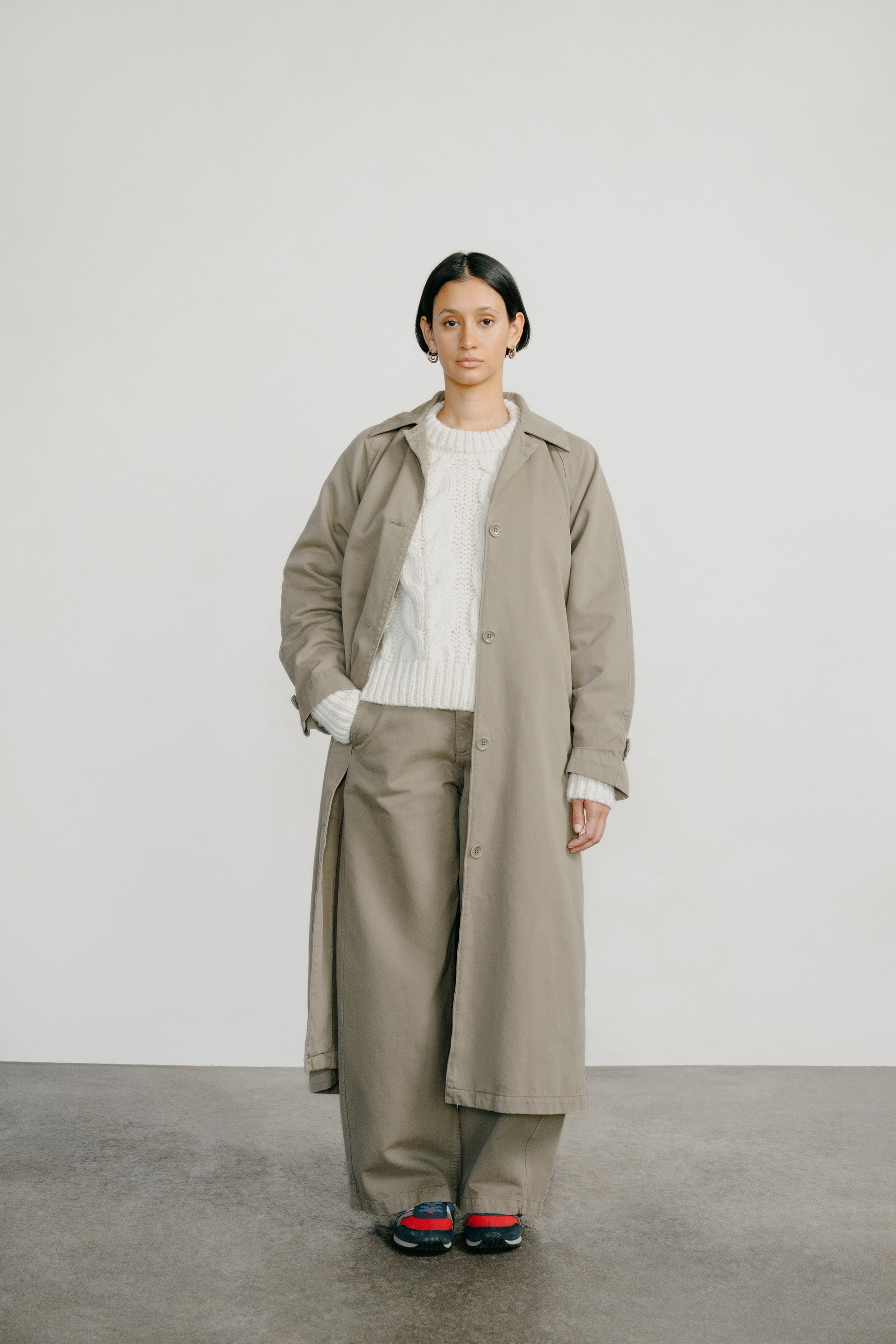 Wide Leg Chino, Organic Twill, Olive Khaki 3 Wide Leg Chino, Organic Twill, Olive Khaki