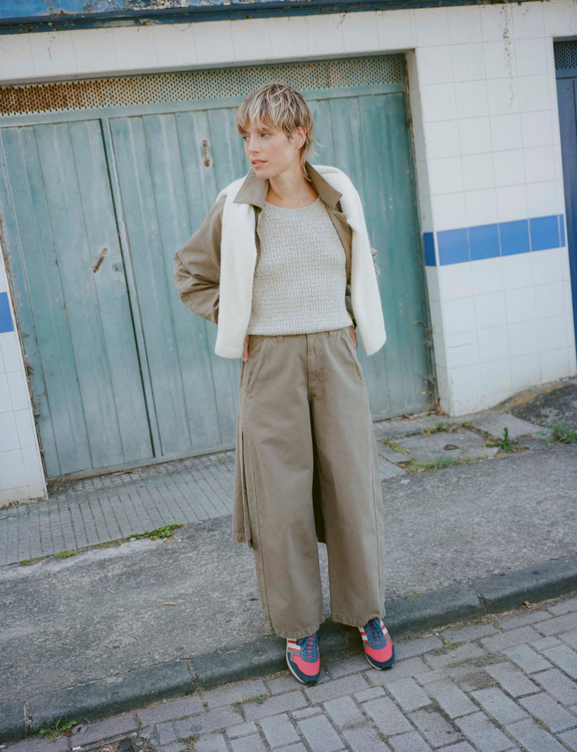 Wide Leg Chino, Organic Twill, Olive Khaki 6 Wide Leg Chino, Organic Twill, Olive Khaki