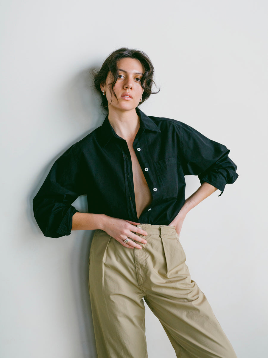 Marcie Shirt, Organic Poplin, Black