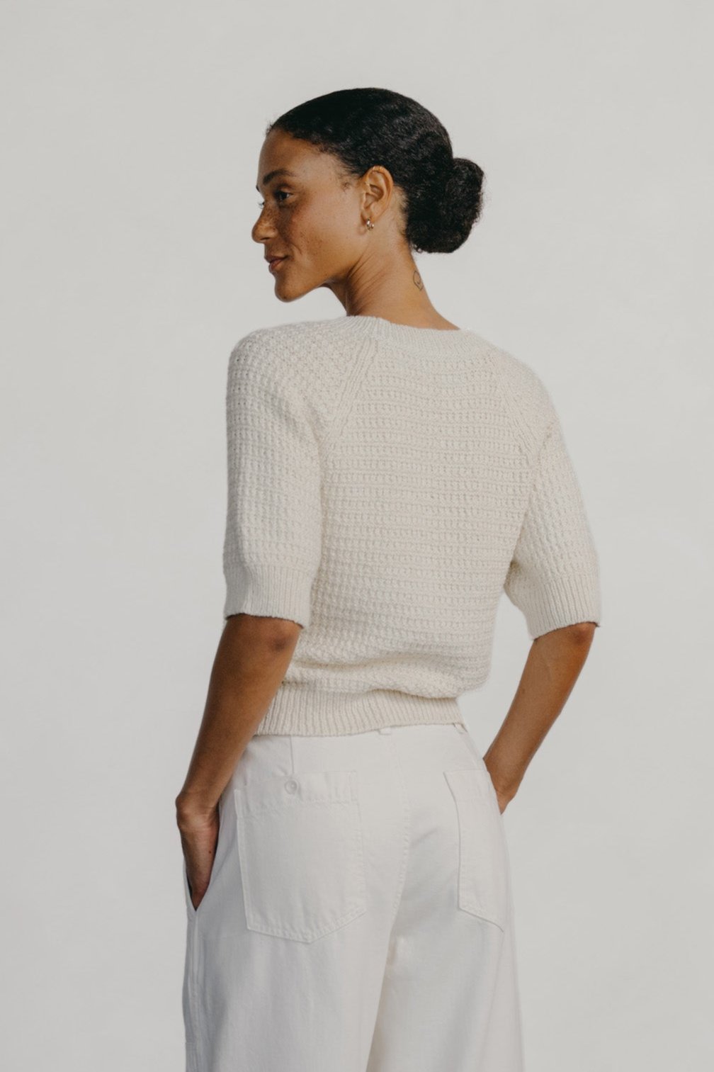 Lloyd Waffle Knit, Alpaca Cotton, Cream 4 Lloyd Waffle Knit, Alpaca Cotton, Cream