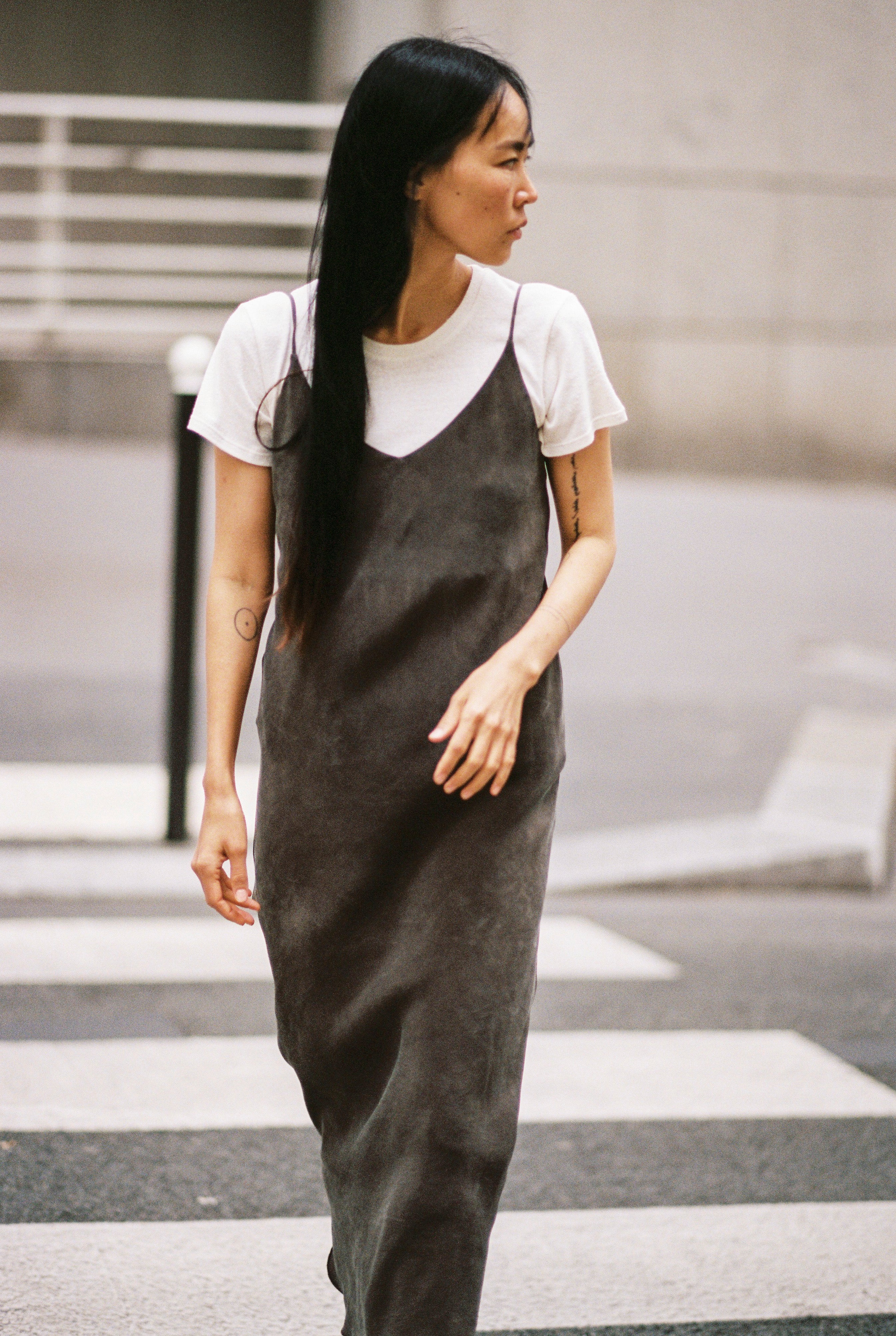 Anaise Slip Dress, Japanese Cupro, Walnut 3 Anaise Slip Dress, Japanese Cupro, Walnut
