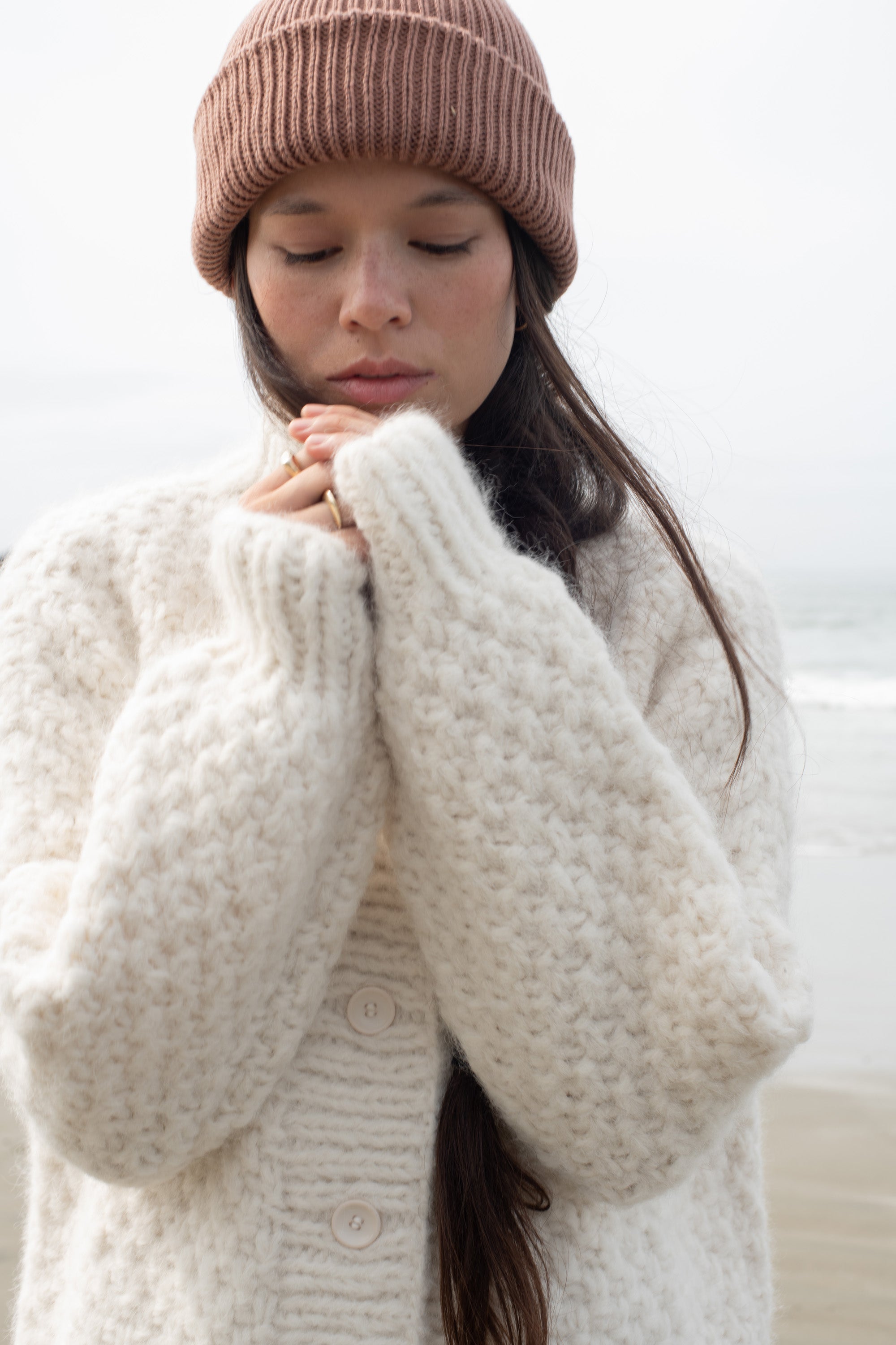 Bell Hand Knit Cardigan, Alpaca Blend, Cream 4 Bell Hand Knit Cardigan, Alpaca Blend, Cream