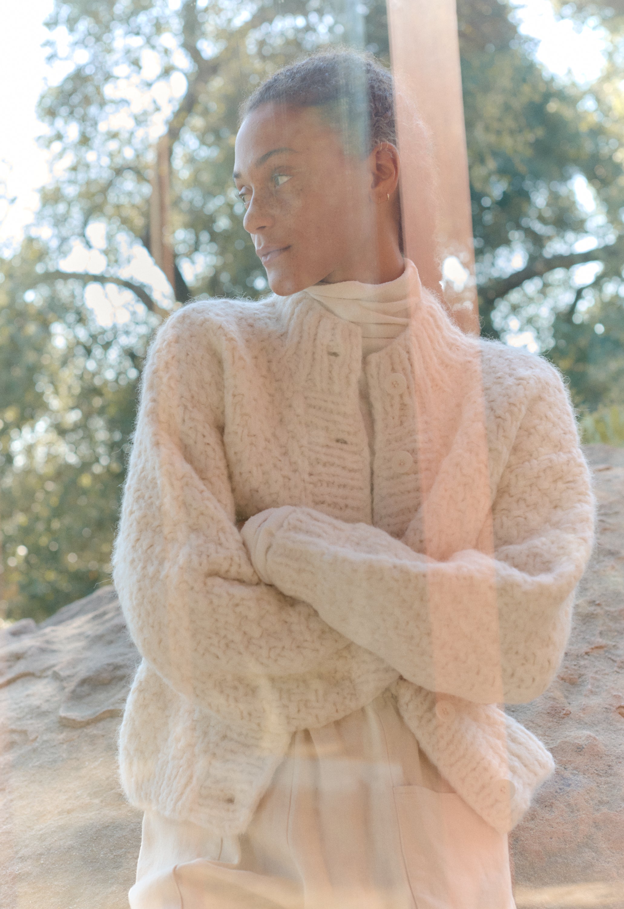 Bell Hand Knit Cardigan, Alpaca Blend, Cream 5 Bell Hand Knit Cardigan, Alpaca Blend, Cream