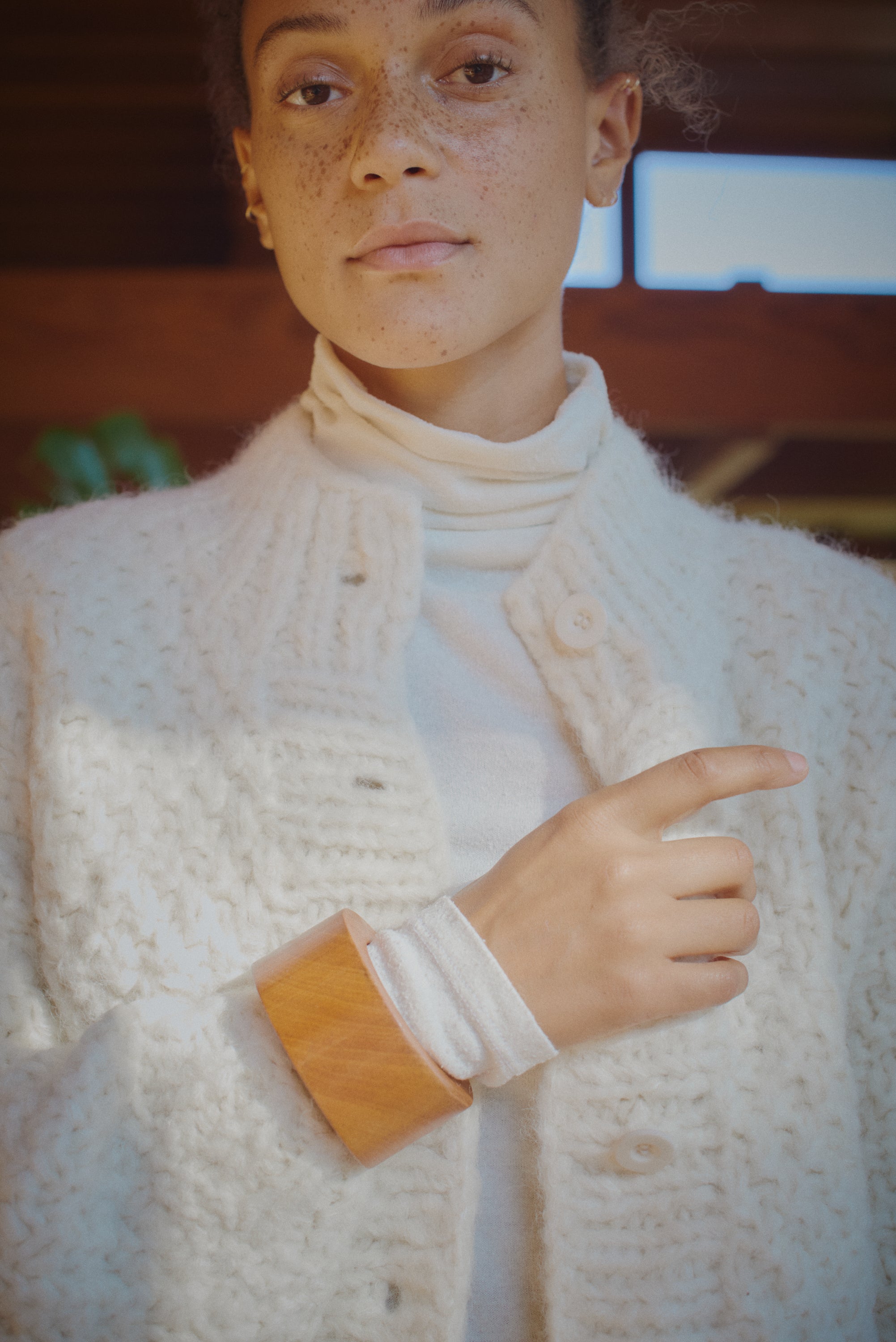 Bell Hand Knit Cardigan, Alpaca Blend, Cream 6 Bell Hand Knit Cardigan, Alpaca Blend, Cream