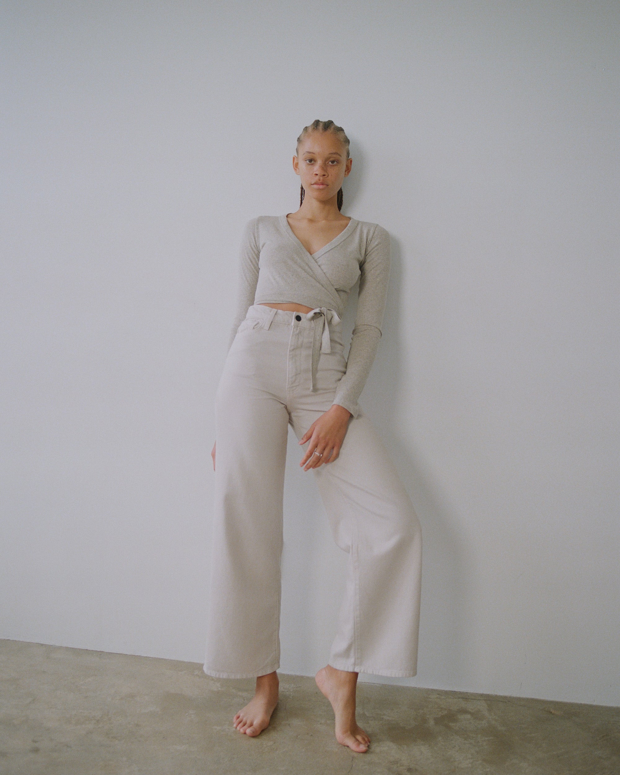 Dance Wrap Top, Regen Silk Noil Jersey, Heather Grey 4 Dance Wrap Top, Regen Silk Noil Jersey, Heather Grey
