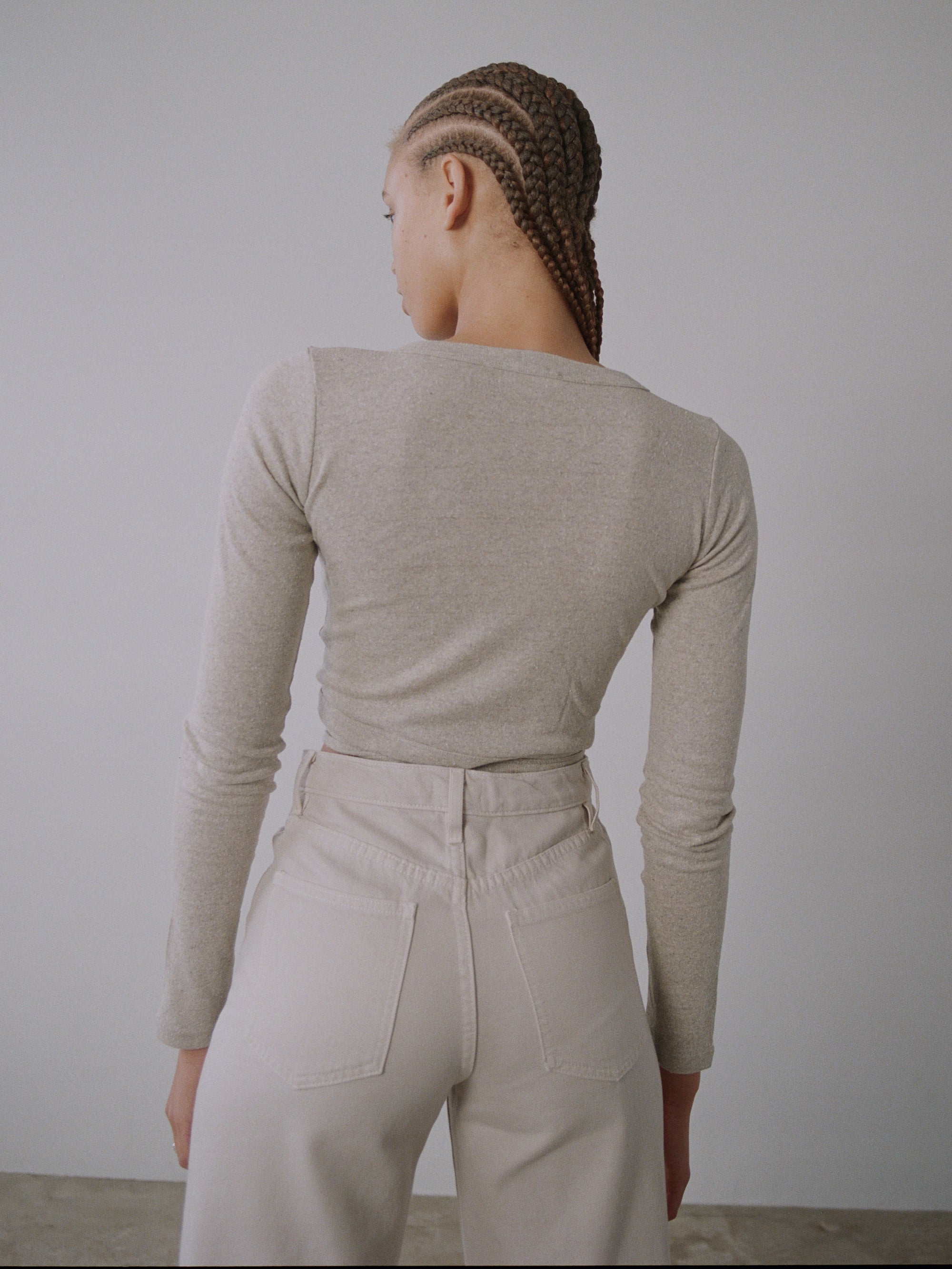 Dance Wrap Top, Regen Silk Noil Jersey, Heather Grey 5 Dance Wrap Top, Regen Silk Noil Jersey, Heather Grey