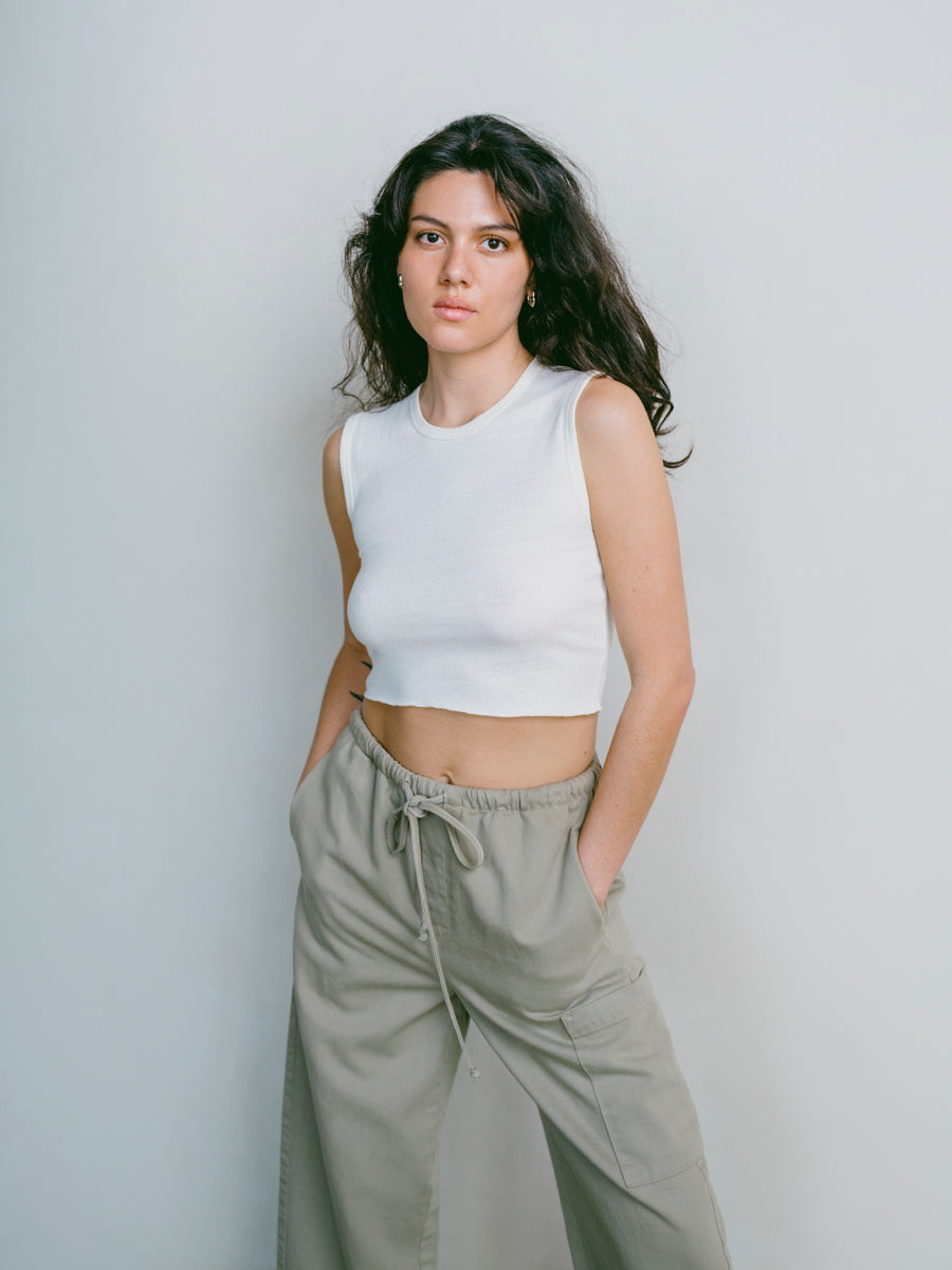 Tasi Crop, Regen Silk Noil Jersey, Natural