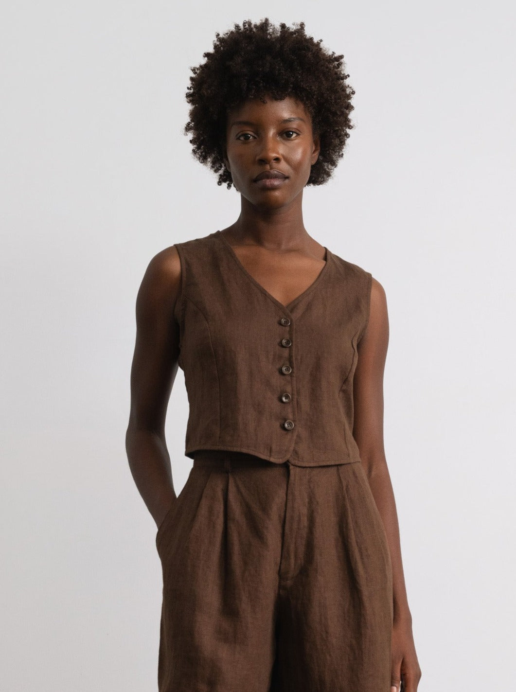 River Vest, Laundered Linen, Manzanita