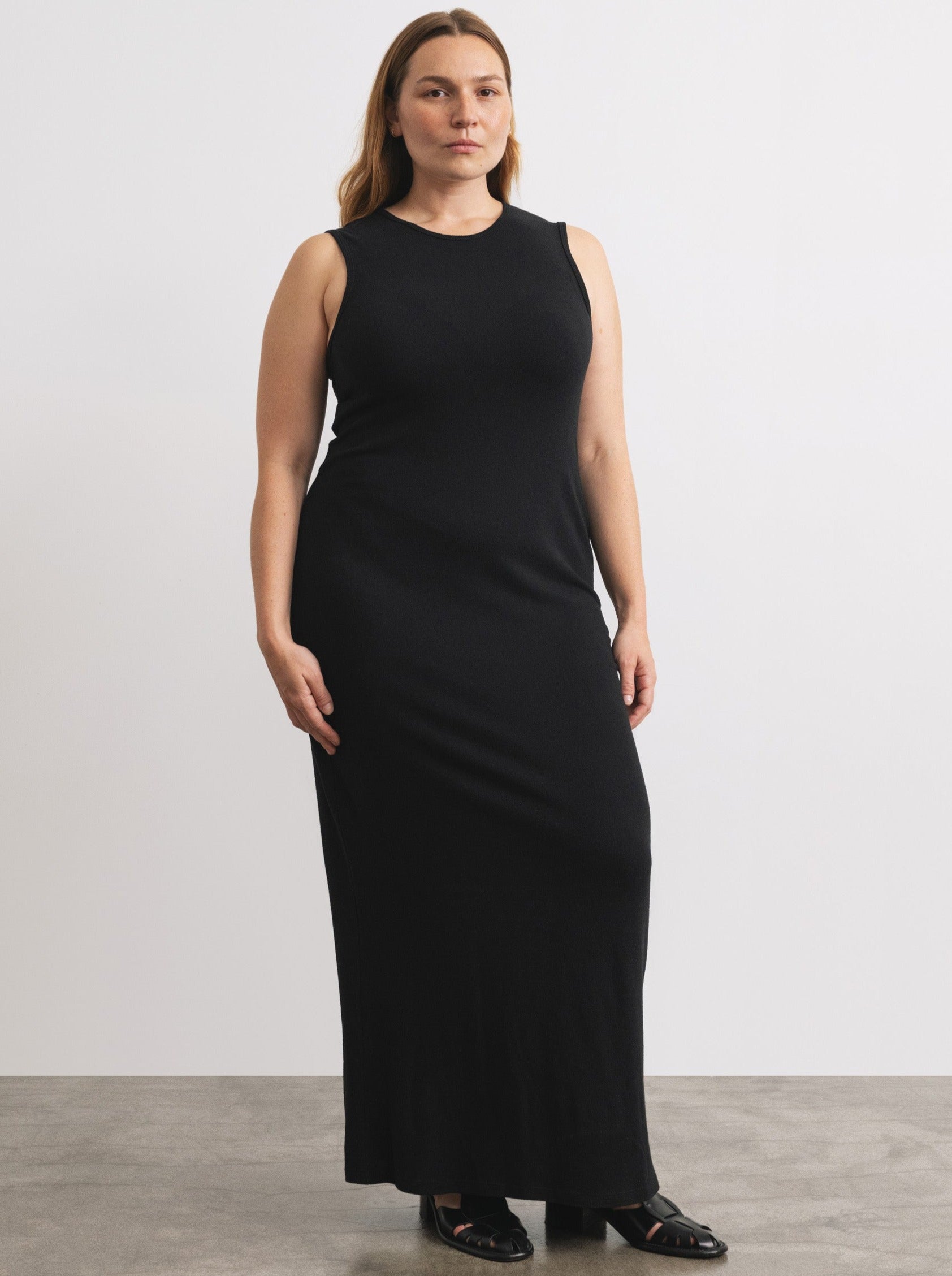 Tasi Dress, Regen Silk Noil Jersey, Black