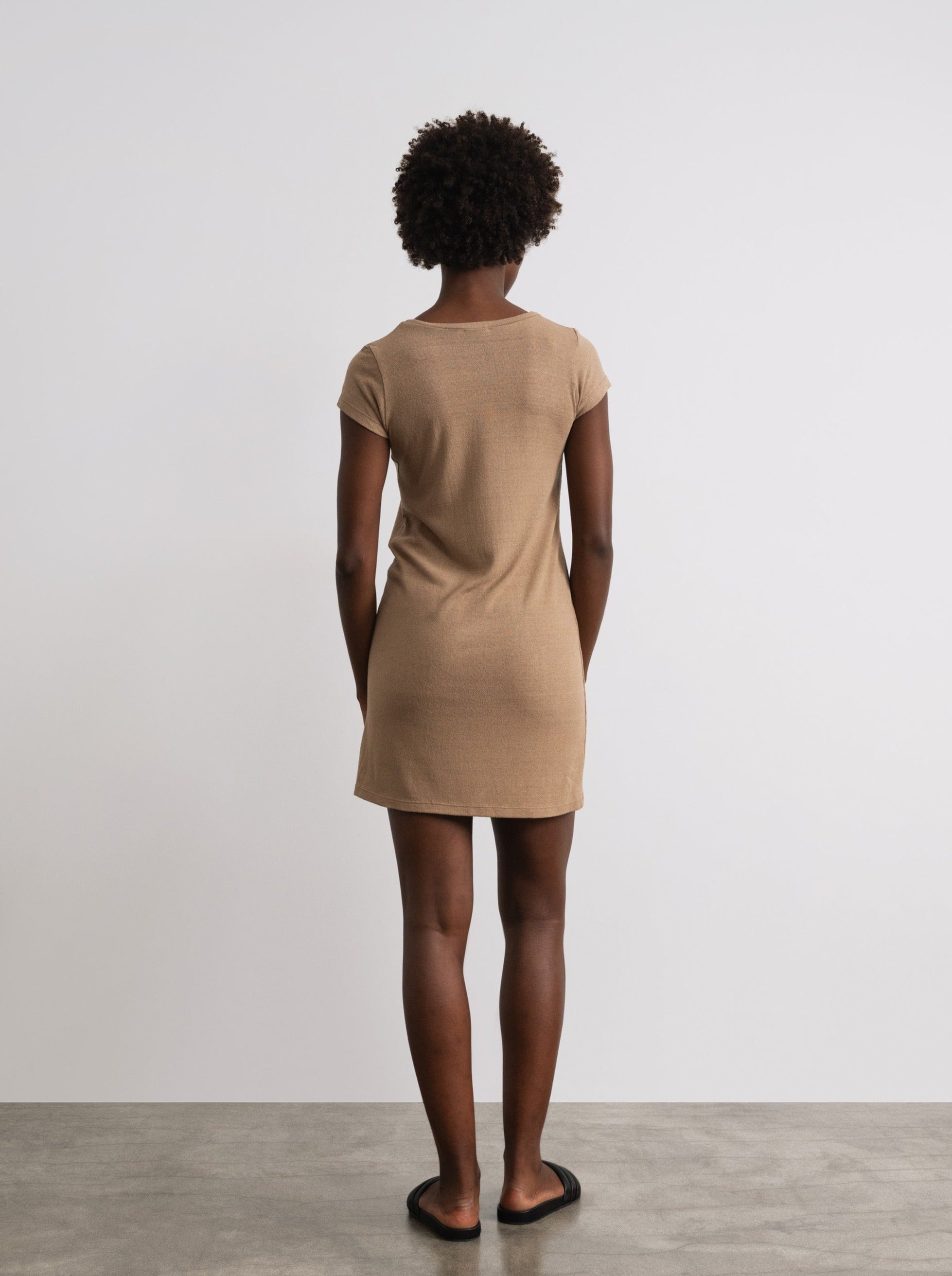 Mini Dress, Regen Silk Noil Jersey, Tea 3 Mini Dress, Regen Silk Noil Jersey, Tea