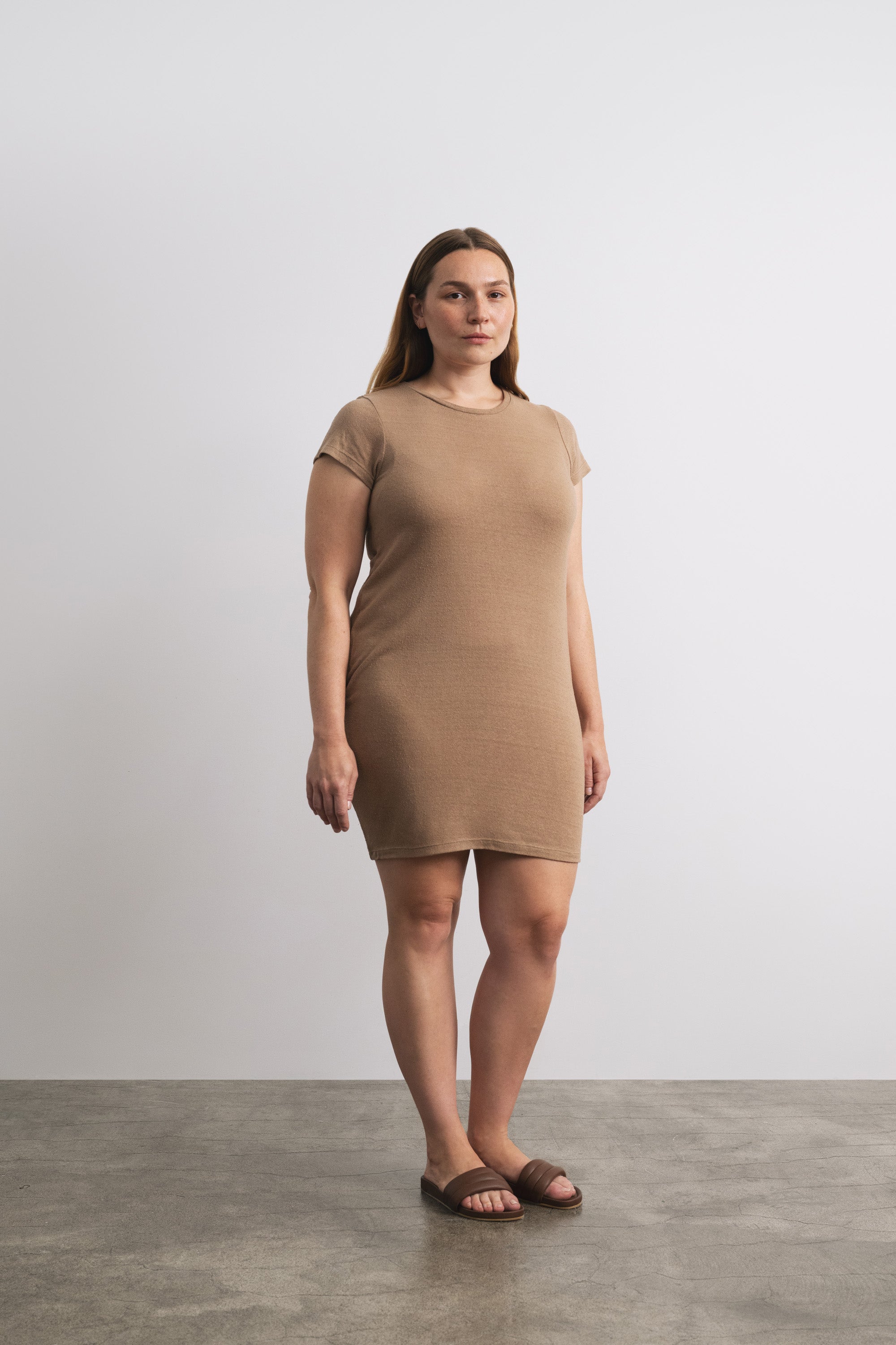 Mini Dress, Regen Silk Noil Jersey, Tea 4 Mini Dress, Regen Silk Noil Jersey, Tea