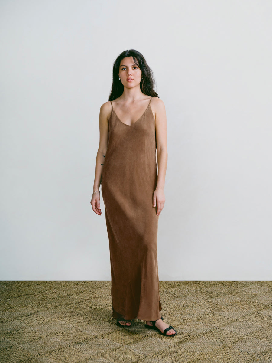 Anaise Slip Dress, Japanese Cupro, Almond