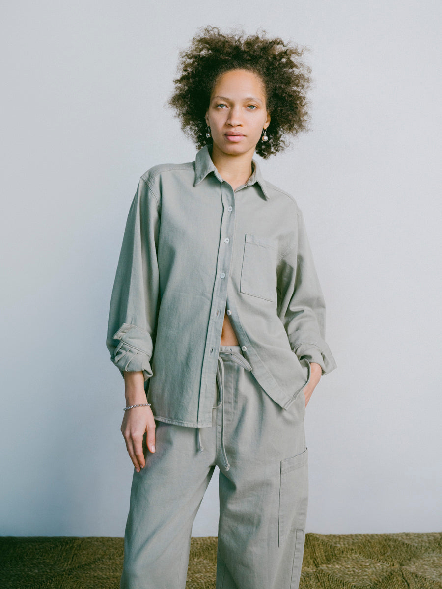 Marcie Shirt, Broken Twill, Oregano