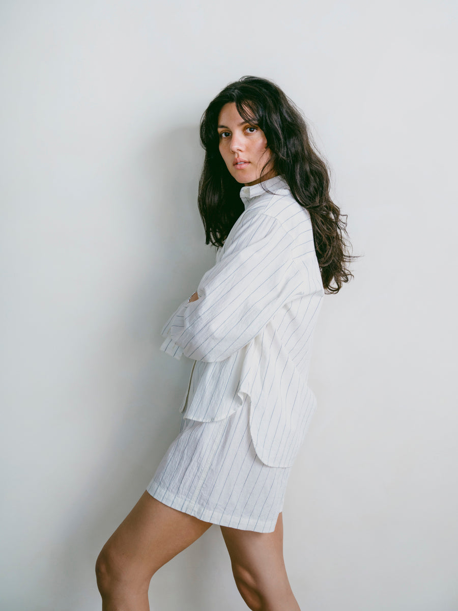 Marcie Shirt, Japanese Organic Cotton, Carolina Stripe 5 All Day Short, Japanese Organic Cotton, Carolina Stripe