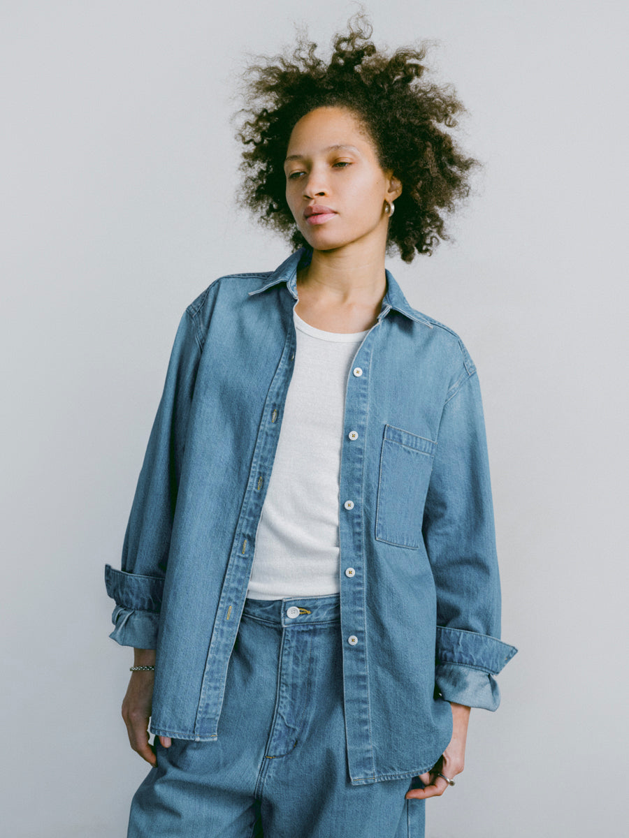 Marcie Shirt, Tencel Denim, Vintage Light