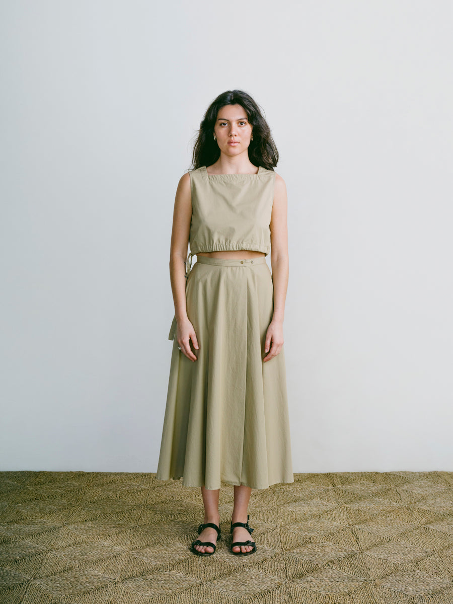 Bennett Skirt, Organic Poplin, Khaki 5 Bennett Skirt, Organic Poplin, Khaki