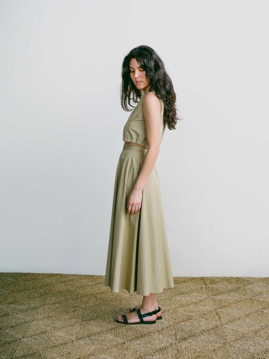 Bennett Skirt, Organic Poplin, Khaki 6 Bennett Skirt, Organic Poplin, Khaki
