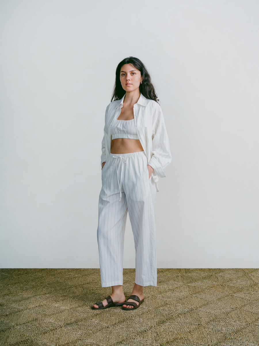 All Day Pant, Organic Japanese Cotton, Carolina Stripe