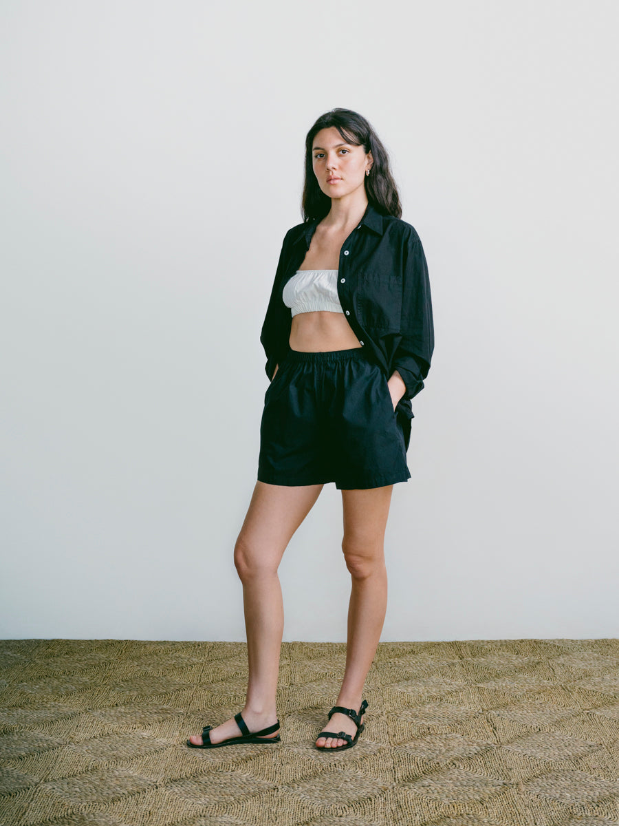 All Day Short, Organic Cotton Poplin, Black